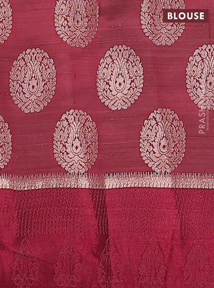 Semi raw silk saree maroon with zari woven buttas and zari woven simple border