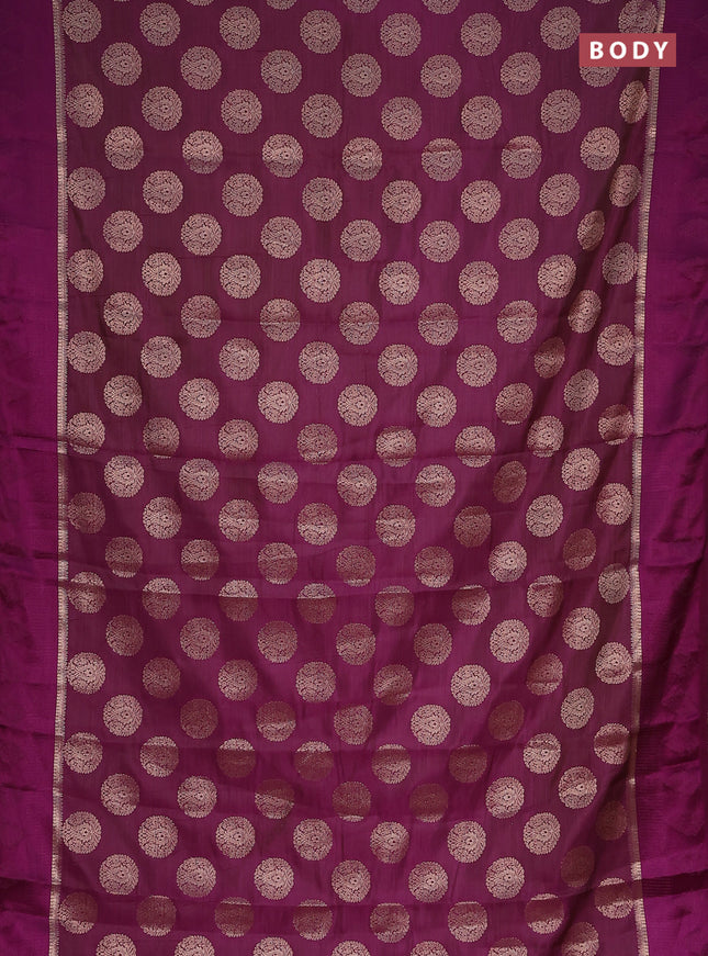 Semi raw silk saree purple with zari woven buttas and zari woven simple border
