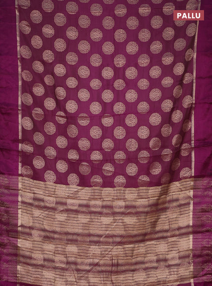 Semi raw silk saree purple with zari woven buttas and zari woven simple border
