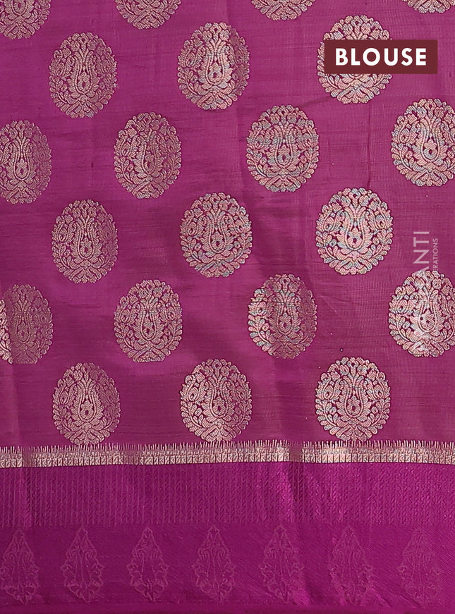 Semi raw silk saree purple with zari woven buttas and zari woven simple border