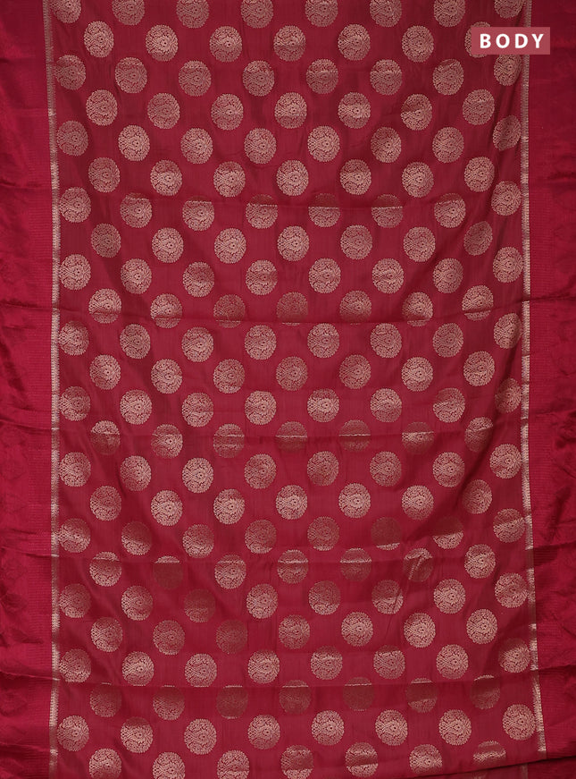 Semi raw silk saree dark pibk with zari woven buttas and zari woven simple border