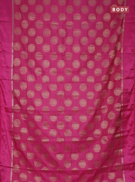 Semi raw silk saree pink with zari woven buttas and zari woven simple border