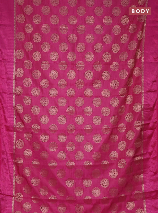 Semi raw silk saree pink with zari woven buttas and zari woven simple border