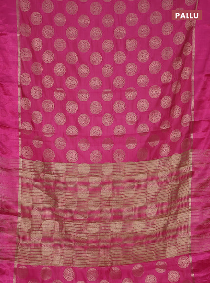 Semi raw silk saree pink with zari woven buttas and zari woven simple border