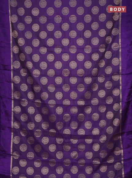 Semi raw silk saree violet with zari woven buttas and zari woven simple border
