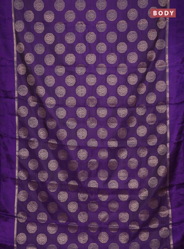 Semi raw silk saree violet with zari woven buttas and zari woven simple border