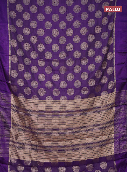Semi raw silk saree violet with zari woven buttas and zari woven simple border