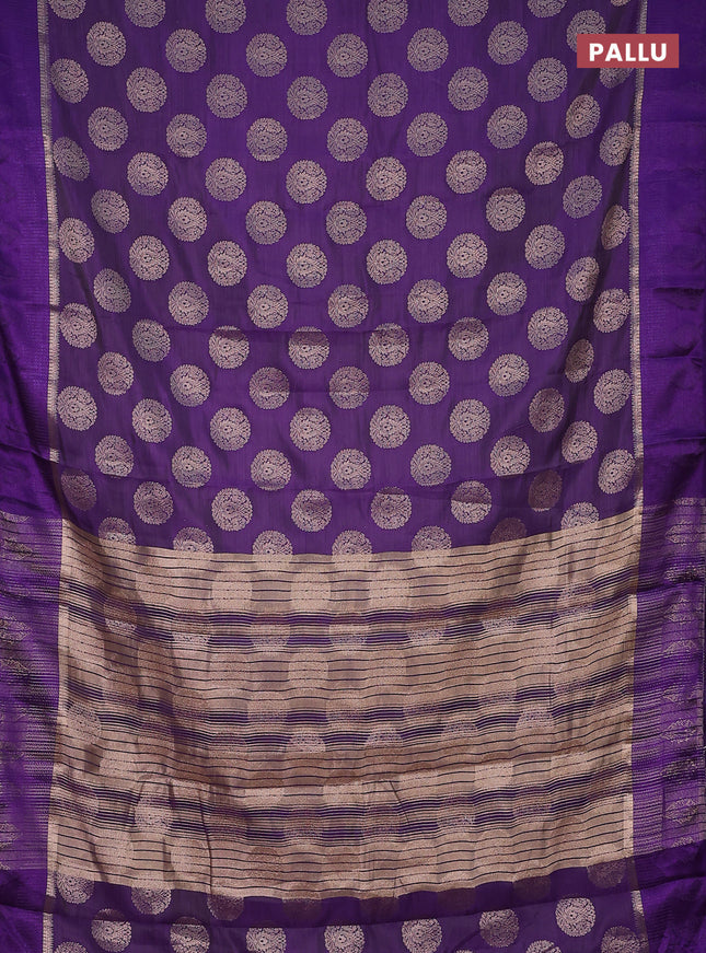 Semi raw silk saree violet with zari woven buttas and zari woven simple border