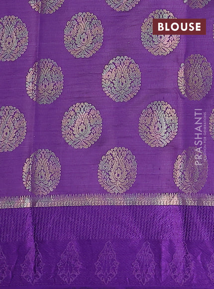 Semi raw silk saree violet with zari woven buttas and zari woven simple border
