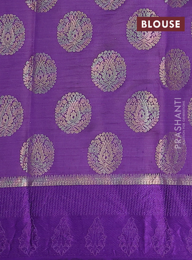 Semi raw silk saree violet with zari woven buttas and zari woven simple border