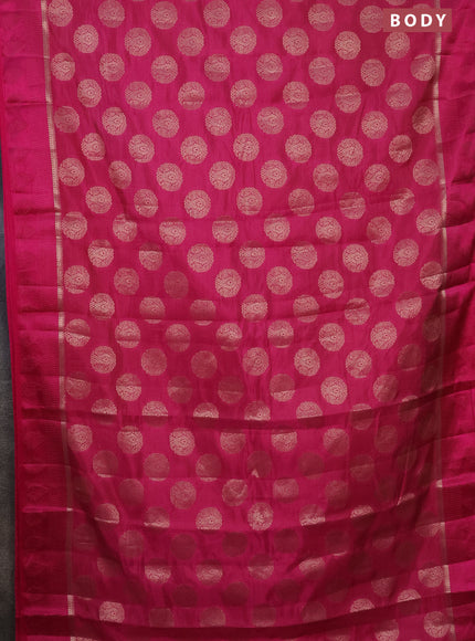 Semi raw silk saree pink with zari woven buttas and zari woven simple border
