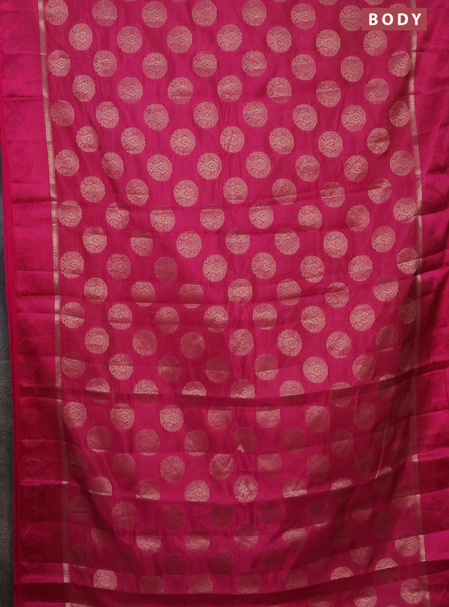 Semi raw silk saree pink with zari woven buttas and zari woven simple border
