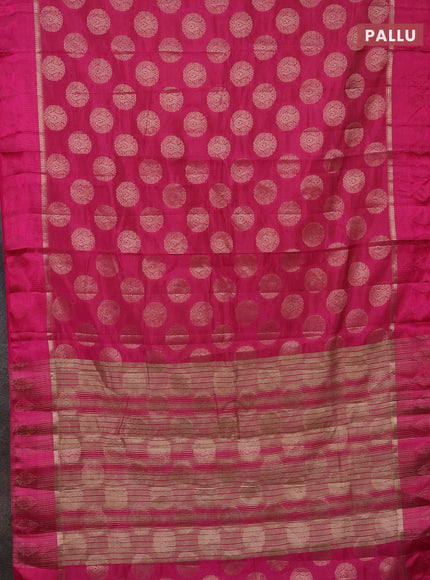 Semi raw silk saree pink with zari woven buttas and zari woven simple border
