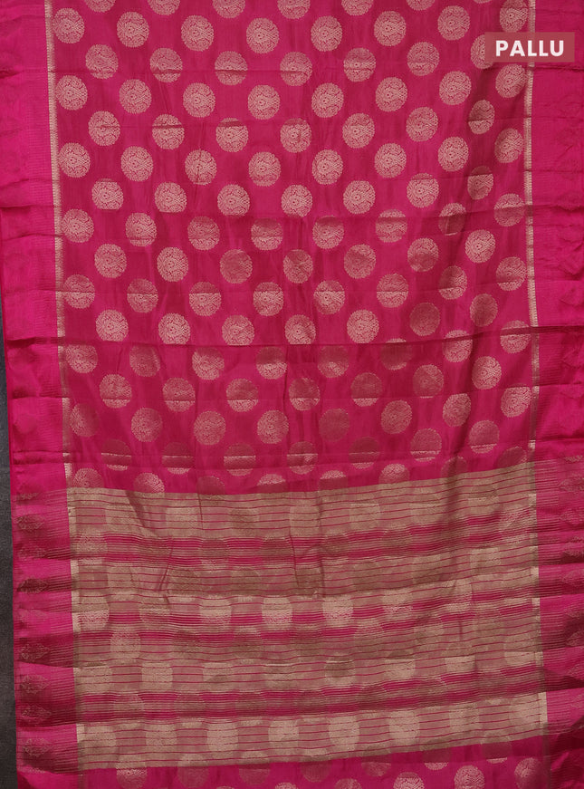 Semi raw silk saree pink with zari woven buttas and zari woven simple border