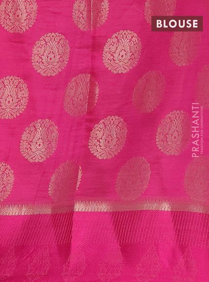 Semi raw silk saree pink with zari woven buttas and zari woven simple border