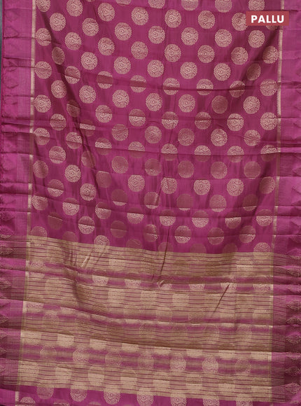 Semi raw silk saree mauve pink with zari woven buttas and zari woven simple border