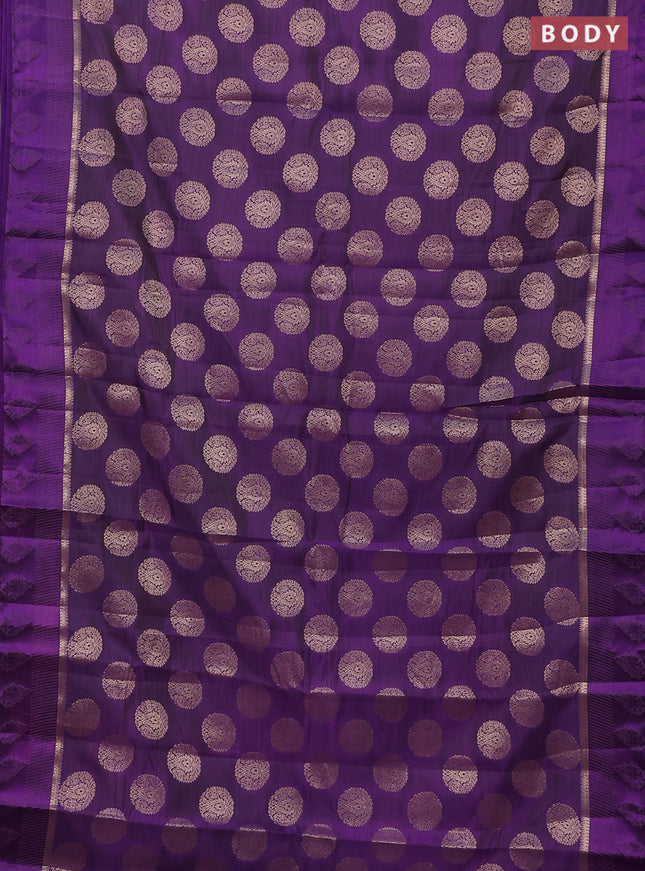 Semi raw silk saree violet with zari woven buttas and zari woven simple border
