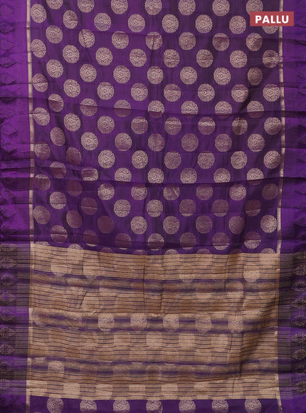 Semi raw silk saree violet with zari woven buttas and zari woven simple border