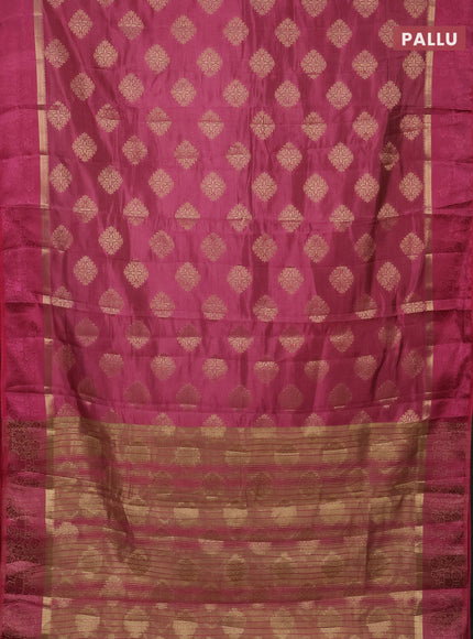 Semi raw silk saree mauve pink with zari woven buttas and zari woven simple border