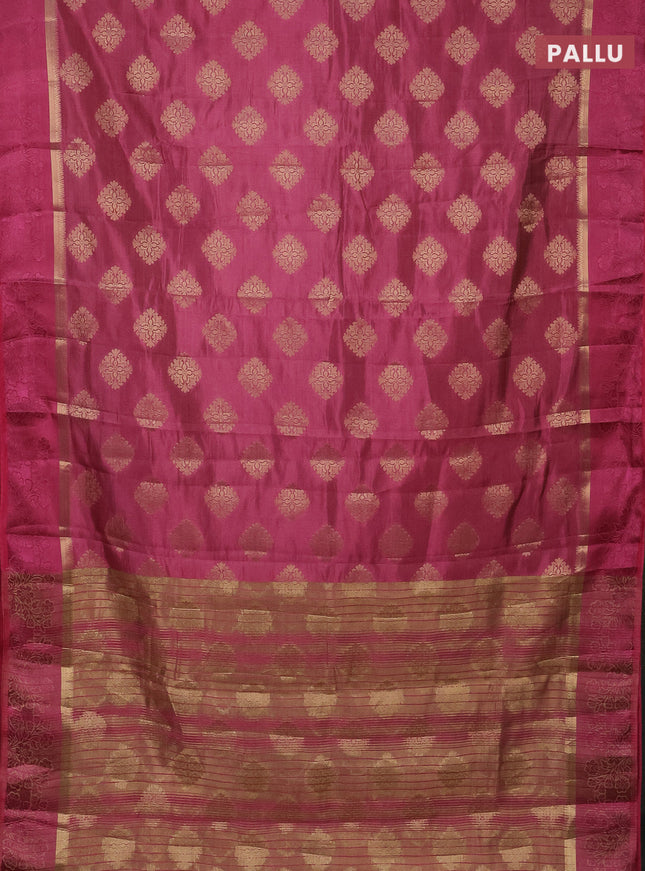 Semi raw silk saree mauve pink with zari woven buttas and zari woven simple border