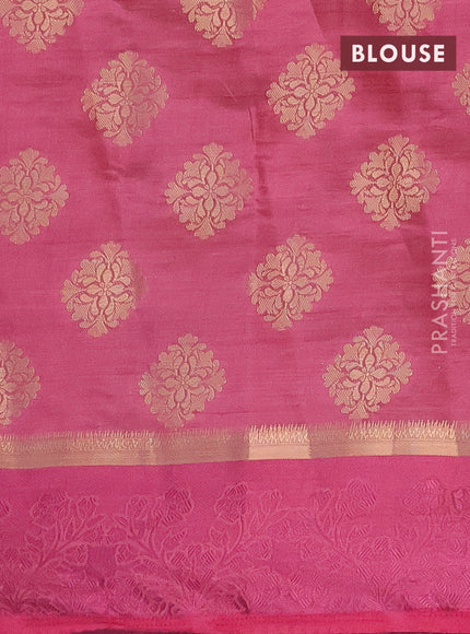 Semi raw silk saree mauve pink with zari woven buttas and zari woven simple border