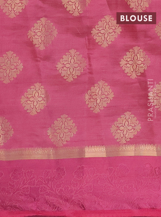 Semi raw silk saree mauve pink with zari woven buttas and zari woven simple border