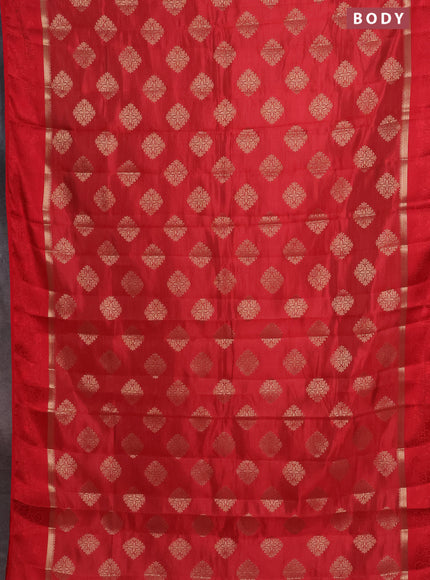Semi raw silk saree red with zari woven buttas and zari woven simple border