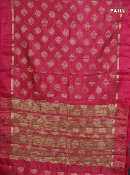 Semi raw silk saree pink with zari woven buttas and zari woven simple border