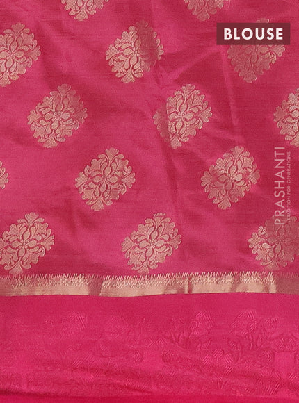 Semi raw silk saree pink with zari woven buttas and zari woven simple border