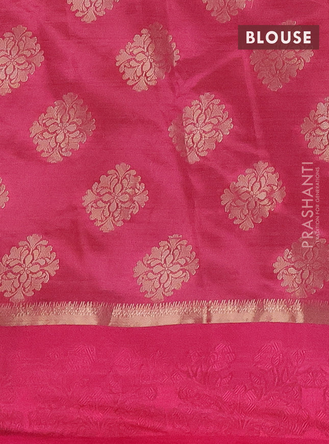 Semi raw silk saree pink with zari woven buttas and zari woven simple border