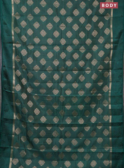 Semi raw silk saree green with zari woven buttas and zari woven simple border