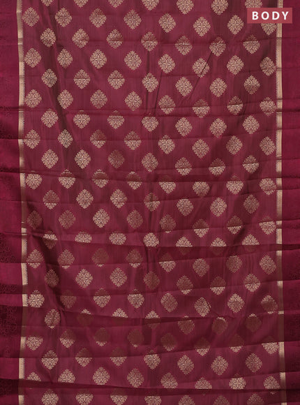 Semi raw silk saree wine shade with zari woven buttas and zari woven simple border