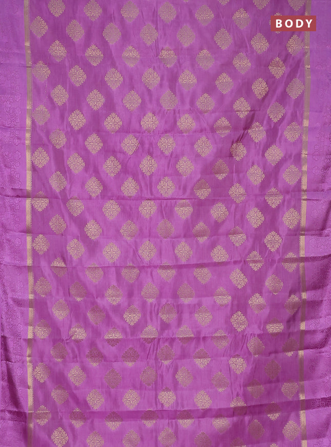 Semi raw silk saree lavender with zari woven buttas and zari woven simple border