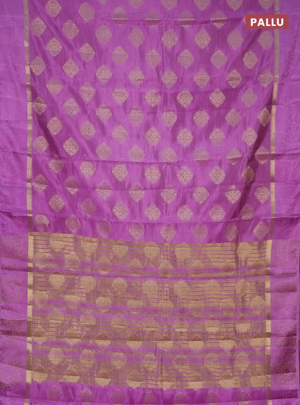 Semi raw silk saree lavender with zari woven buttas and zari woven simple border