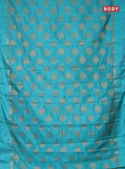Semi raw silk saree light blue with zari woven buttas and zari woven simple border
