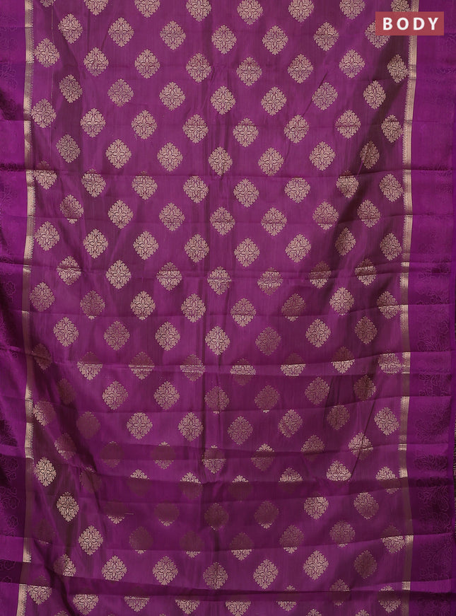 Semi raw silk saree purple with zari woven buttas and zari woven simple border