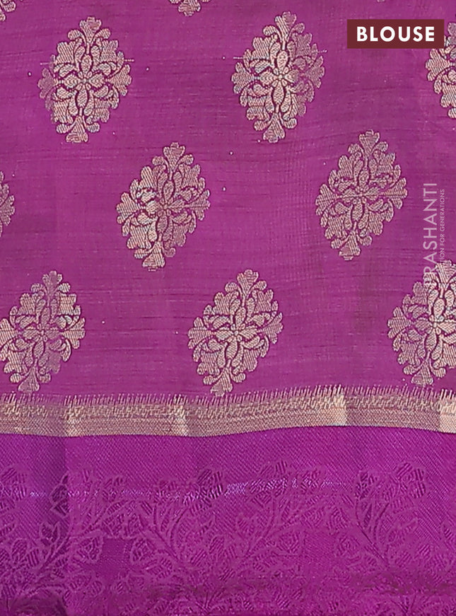 Semi raw silk saree purple with zari woven buttas and zari woven simple border