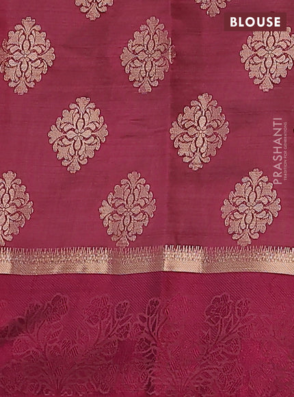 Semi raw silk saree deep maroon with zari woven buttas and zari woven simple border