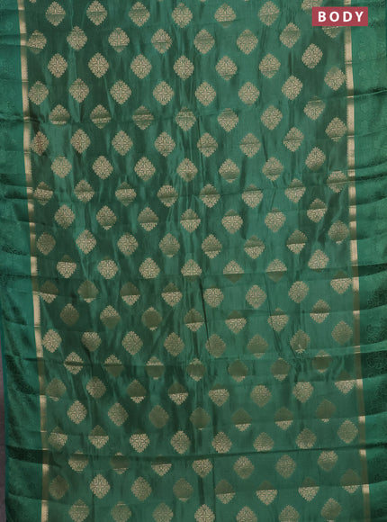 Semi raw silk saree green with zari woven buttas and zari woven simple border