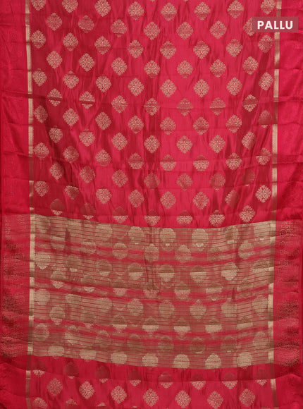Semi raw silk saree pink with zari woven buttas and zari woven simple border