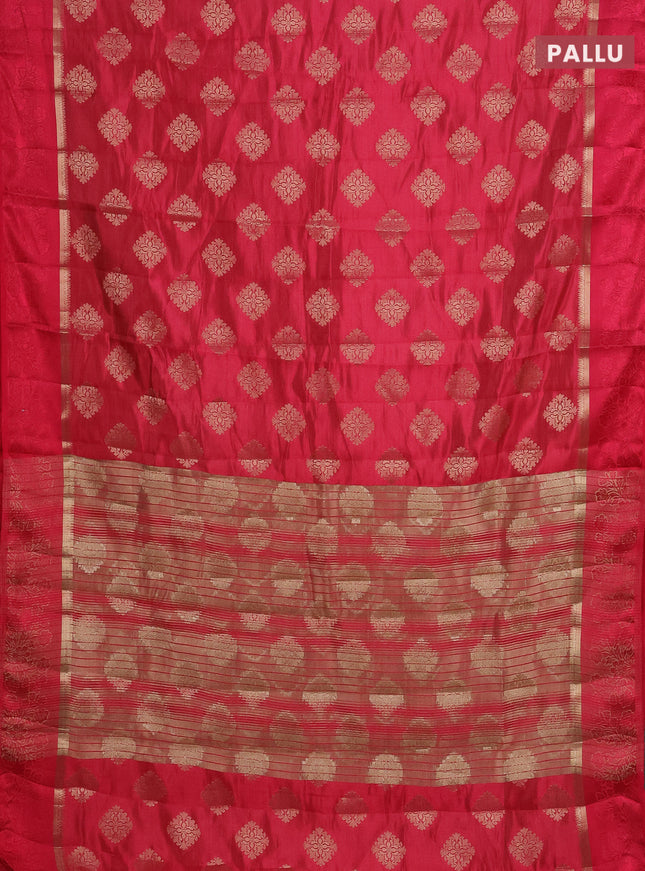 Semi raw silk saree pink with zari woven buttas and zari woven simple border