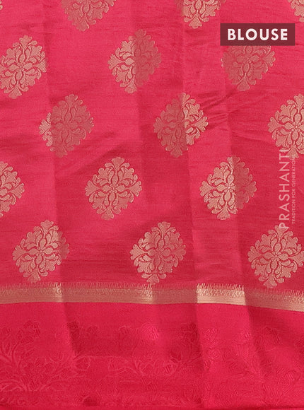 Semi raw silk saree pink with zari woven buttas and zari woven simple border