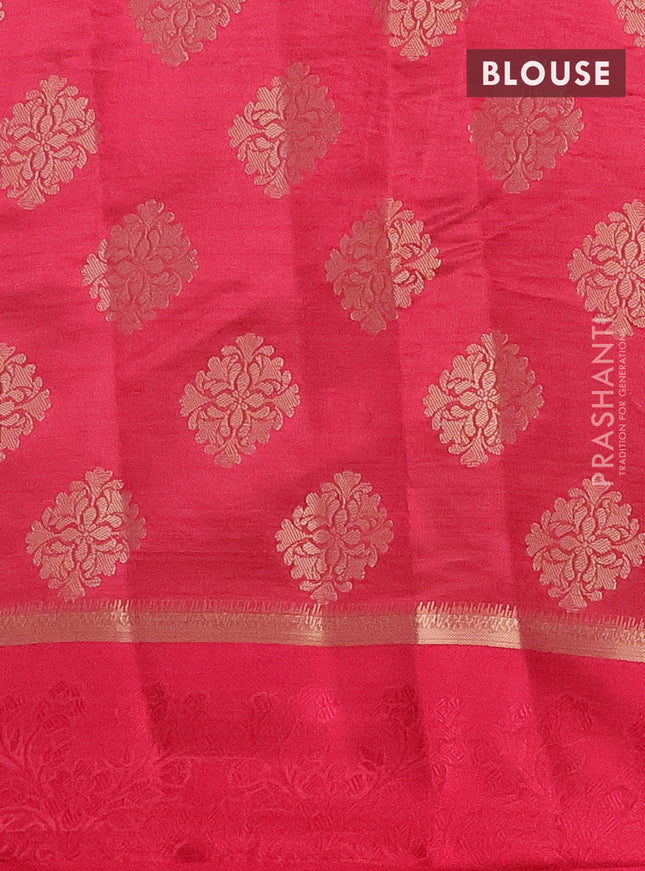 Semi raw silk saree pink with zari woven buttas and zari woven simple border