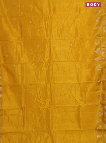 Semi raw silk saree yellow with zari woven buttas and zari woven border