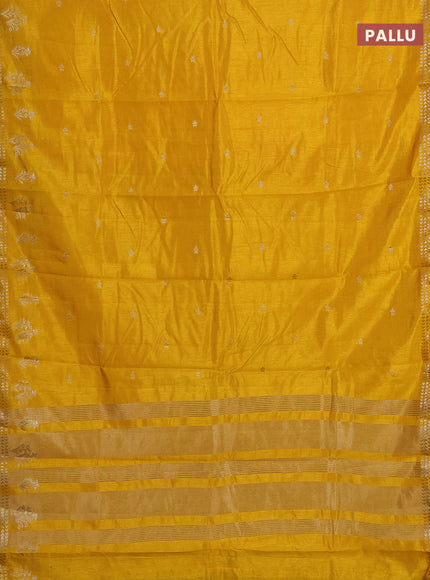 Semi raw silk saree yellow with zari woven buttas and zari woven border