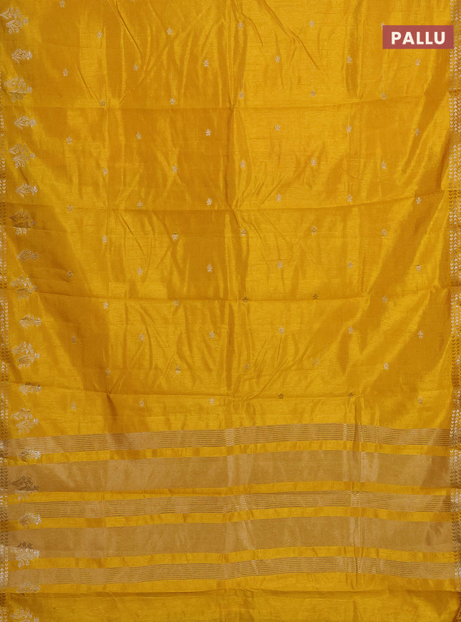 Semi raw silk saree yellow with zari woven buttas and zari woven border