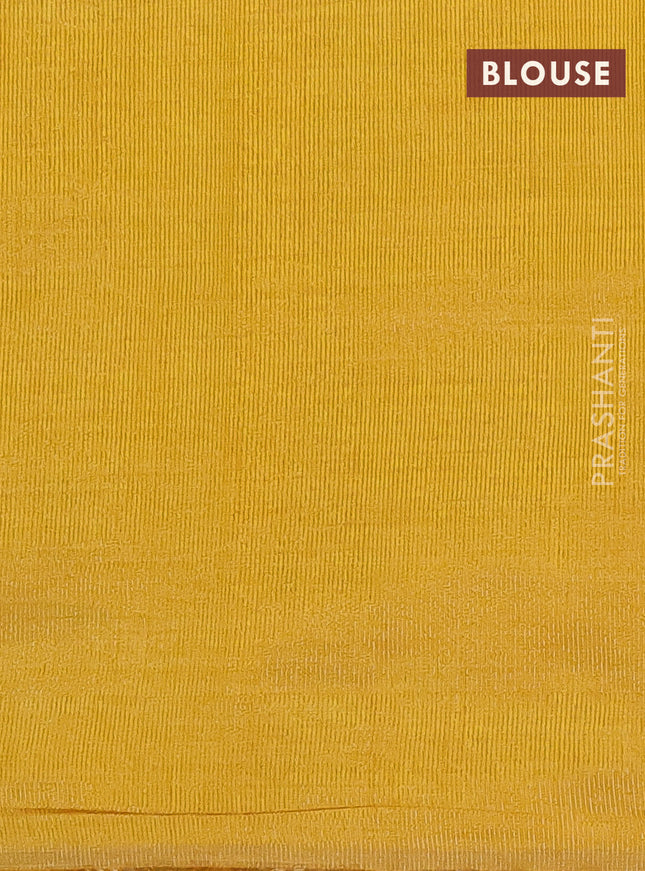 Semi raw silk saree yellow with zari woven buttas and zari woven border