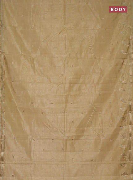 Semi raw silk saree sandal with zari woven buttas and zari woven border