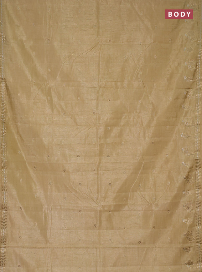 Semi raw silk saree sandal with zari woven buttas and zari woven border