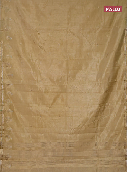 Semi raw silk saree sandal with zari woven buttas and zari woven border